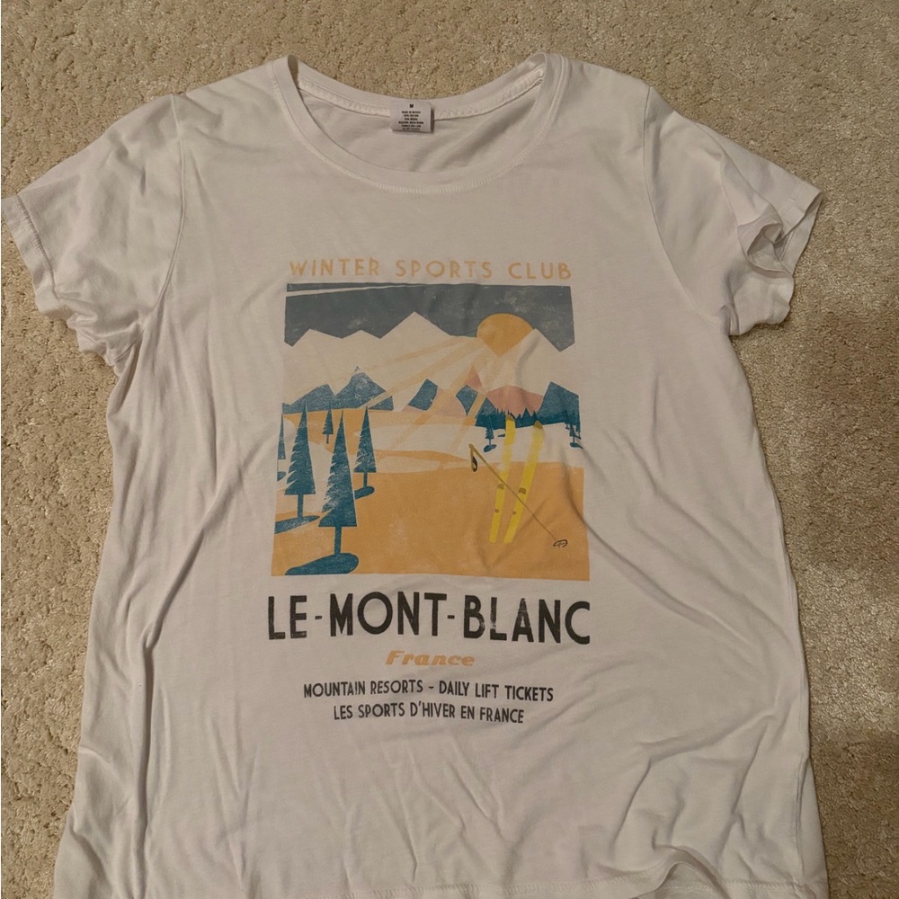Letluv Le-Mont-Blanc White Graphic Tee - Winter Sports Club